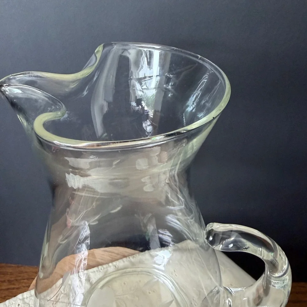 Princess‎ House Heritage Crystal Pitcher Vintage Etched Floral Glass